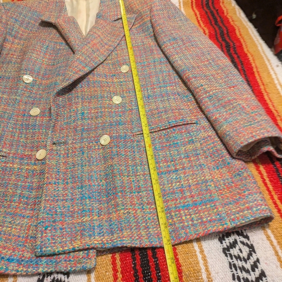 Vintage PBM Women’s Double-Breasted Silk Tweed Blazer Jacket Size 16 USA - Picture 6 of 10